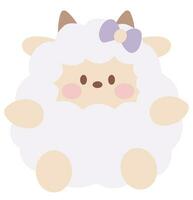 Cute vector sheep with a blush, in a flat style, isolated on a white background.