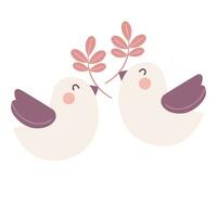 Happy dove in cartoon style. vector