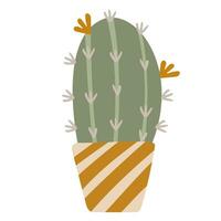 Cute succulent or cactus plant with happy face vector illustration.