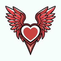 Heart with wings basic logo vector isolated on white background.