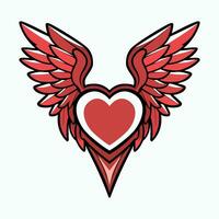 Heart with wings basic logo vector isolated on white background.