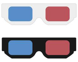 3d glasses icon in flat style. Red and blue vision eyeglasses for theater. vector