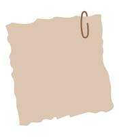 Vector beige note paper with paperclip.