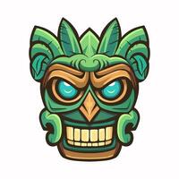 Tiki mask vector design isolated on white background.