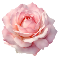 Watercolor and painting pink rose flower for Plant and Floral illustration. AI Generated png