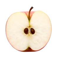 Half of ripe fresh apple on transparent. AI Generated png