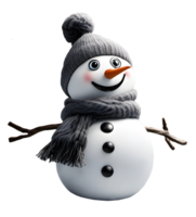 boneco de neve com chapéu e cachecol em Natal feriado. ai gerado png