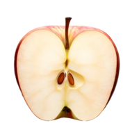 Half of ripe fresh apple on transparent. AI Generated png