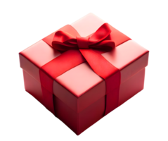 Red gift box with ribbon on transparent. Present for new year holiday, valentine day,and birthday. AI Generated png