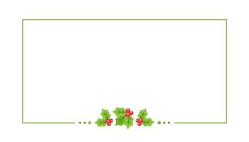 Rectangle Mistletoe Frame, Christmas and New Year Card Template, Winter Holiday Season Geometric Border. Vector Illustration for greetings, invitation, social media post.