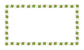 Rectangle Mistletoe Frame, Christmas and New Year Card Template, Winter Holiday Season Plant Design Border. Vector Illustration for greetings, invitation, social media post.