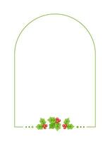 Vertical Arch Mistletoe Frame, Christmas and New Year Card Template, Winter Holiday Season Geometric Border. Vector Illustration for greetings, invitation, social media post.