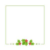 Square Mistletoe Frame, Christmas and New Year Card Template, Winter Holiday Season Geometric Border. Vector Illustration for greetings, invitation, social media post.