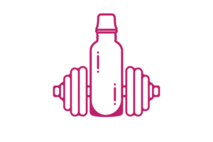 Gym Exercise Dumbbell with Water Bottle logo icon. Gym fitness icon design concept. Bottle water gym with weight icon design. png