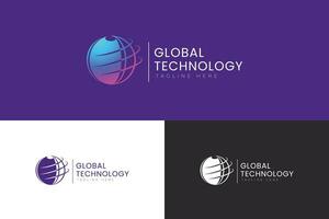 Modern Global Internet Service Provider Technology Network and Connection Logo Brand Identity vector