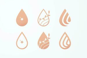 Mineral Pure Water Drop Gold Luxury Premium Logo Concept Business Beauty Nature Product vector
