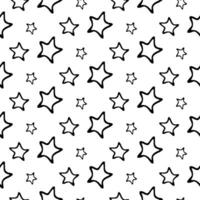 Seamless background with hand drawn stars on white. Christmas or New Year pattern. Festive wrap vector