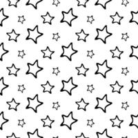 Seamless background with hand drawn stars on white. Christmas or New Year pattern. Festive wrap vector