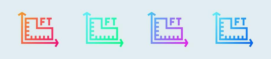 Size line icon in gradient colors. Ruler signs vector illustration.