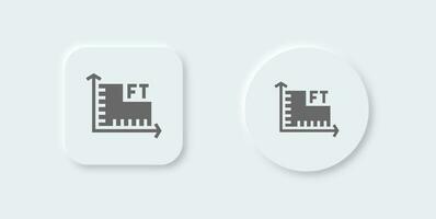 Size solid icon in neomorphic design style. Ruler signs vector illustration.