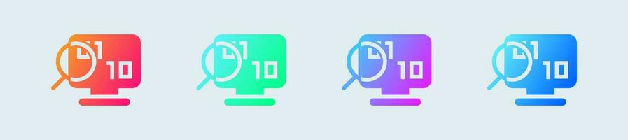 Binary solid icon in gradient colors. Programming signs vector illustration.