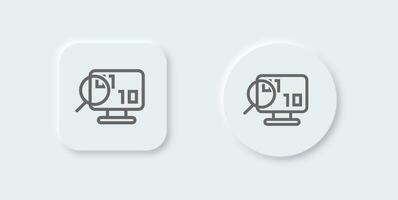 Binary line icon in neomorphic design style. Programming signs vector illustration.
