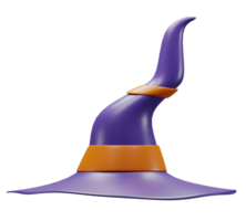 3D rendering of witch hat for halloween festival, decoration for halloween event png