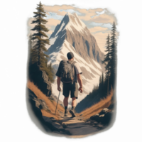 Wandern Aufkleber png transparent Hintergrund ai generativ