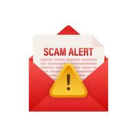Scam alert. Hacker attack and web security vector concept, phishing scam. Network and internet security. Vector illustration