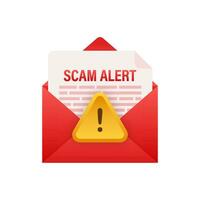 Scam alert. Hacker attack and web security vector concept, phishing scam. Network and internet security. Vector illustration