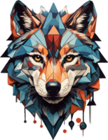 Wolf Low Poly Logo Illustration with AI Generative png