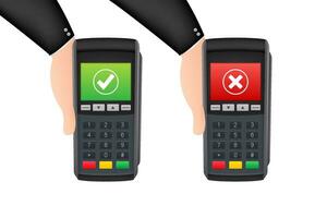 POS terminal. Approved and Rejected payment. Vector stock illustration