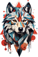 Wolf Low Poly Logo Clip Art with AI Generative png