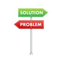 Solution and problem road sign. Vector stock illustration