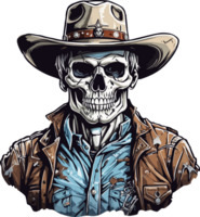 Cowboy Skeleton Mascot Logo Illustration with AI Generative png