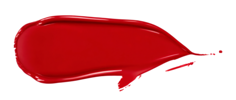 Red Lipstick smear smudge swatch isolated on transparent background. AI generative png