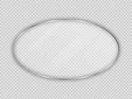 Glass plate in oval frame isolated on background. Vector illustration.