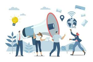 Promoting communication with customers, Sending important messages, Marketing activities with social media campaigns, Business marketing media. Advertising teams, or announcements with a megaphone. vector