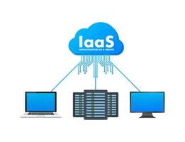 IaaS   Infrastructure as a Service. Cloud technology. Cloud storage icon. Vector illustration