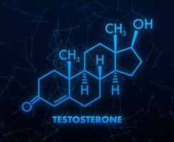 Testosterone formula. Vector thin line icon of testosterone molecular structure.