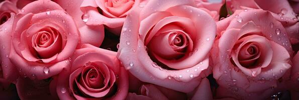 Intimate view of dewdrops highlighting rosy hue on rose petal canvas photo