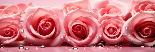 Intimate view of dewdrops highlighting rosy hue on rose petal canvas photo