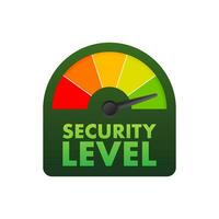 Security level speedometer. Cyber safety concept. Internet network security. Vector stock illustration.