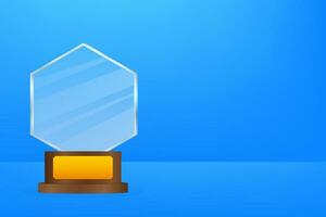 Glass award concept background. Golden trophy clipart. Vector template. Template for banner design. Winner certificate