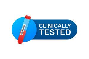 Clinically tested sign. Lab tested sign. Check mark and laboratory flask. Vector stock illustration