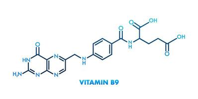 Vitamin b9 formula. Structural formula of vitamin B9. vector