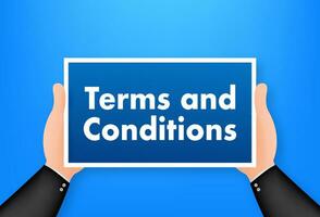Terms and conditions. Protecting personal data. Document paper, contract. Vector stock illustration