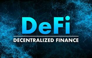 DeFi   Decentralized Finance. Financial technology, blockchain. Digital wallet. Vector stock illustration