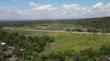 aéreo Visão do Pedágio estrada este cercado de natureza dentro Java , Indonésia video