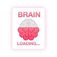 Idea loading concept with idea brain processed on a lightbulb bar. Vector stock illustration